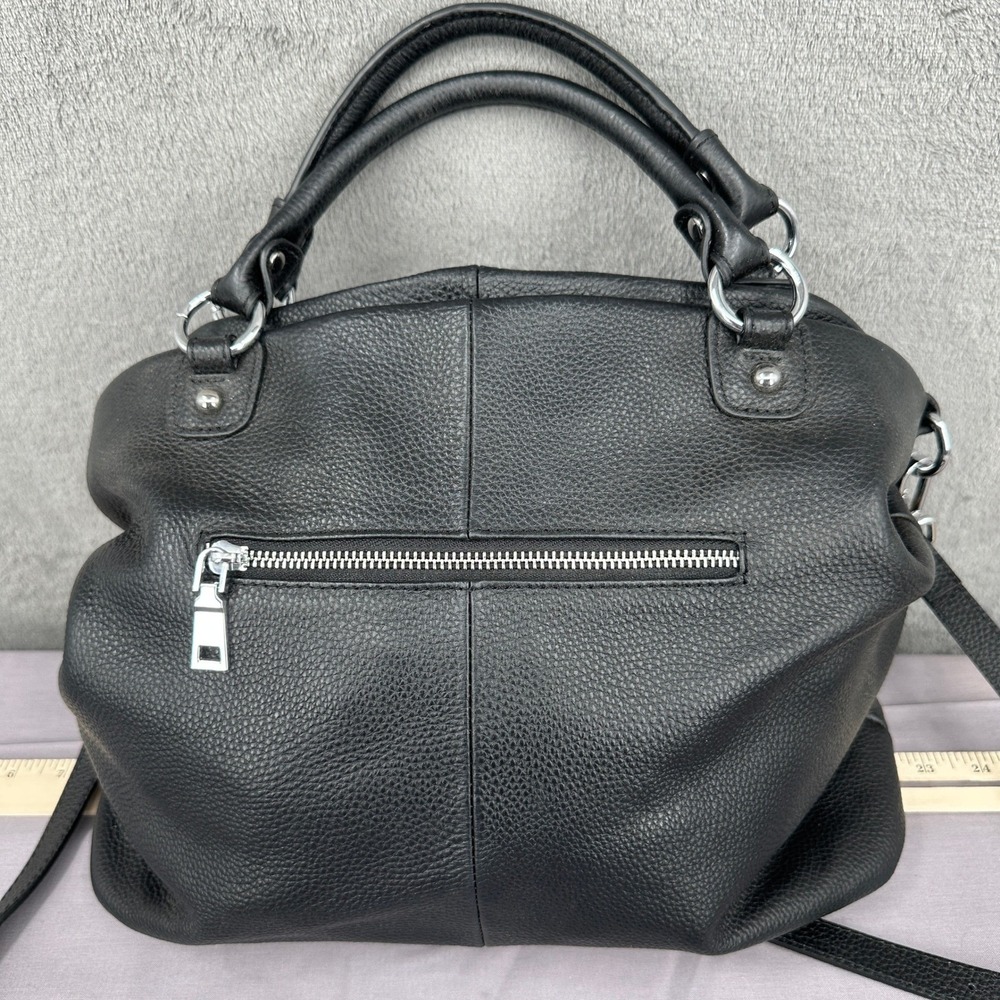 Kattee Satchel Bag Womens Medium Black Good Pebbled Leather Crossbody Tote - Picture 2 of 15